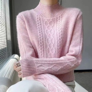 Nouveau 2025 mode haute qualité en gros décontracté non tissé couleur unie col rond automne hiver pull ample pour les femmes - Product Image 3