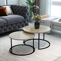 Juego de 2 Mesas de Centro Modernas Convertibles, Mesas Auxiliares, Construcción de Metal Resistente, Portátiles, Muebles Fáciles de Transportar para Sala de Estar