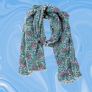 Magnifique Floral Digital Imprimé 100% Modal Coton Femmes Foulards Dernières Conceptions Pompon Style Adulte Dame Polyvalent Pas Cher Prix - Product Image 5