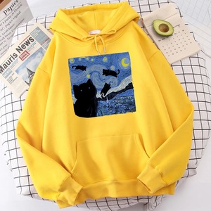 The Starry Cat Night Impression Hoodies Hommes Automne Sweat À Capuche Surdimensionné Mode Polaire Sweats Casual S-Xxl Pull Tops - Product Image 5