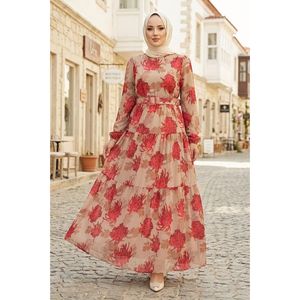 Vestido de Chifón con Cinturón y Estampado Floral, Diseño Personalizado, Ropa Casual Moderna, Translúcido, ODM, Sostenible, para Eventos de Club - Product Image 1