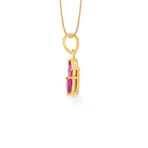 Pendentif cœur en or jaune 22 carats avec rubis pour femme, plaqué rhodium - Product Image 3