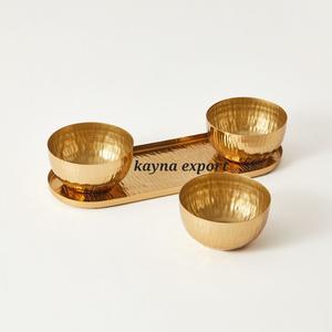 ชุดอุปกรณ์ตกแต่งอาหารสุดหรู3ชิ้นชามสเตนเลสพร้อมใบโลหะสีทอง - Product Image 5