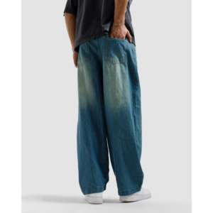 กางเกงยีนส์ทรงวินเทจ ขาบาน ทรงหลวม เอวสูง สไตล์สตรีทแวร์ ผ้าเดนิม ตกแต่งคริสตัลเพชร สีเข้ม - Product Image 1