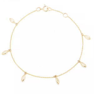 Bracelet réglable de chaîne en or jaune massif 18 carats de luxe avec breloques en diamant Marquise naturelle pour femmes et filles - Product Image 3