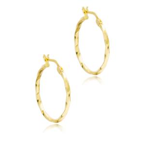 Pendientes de Aro de 25 mm con Diseño de Onda Único, Hechos a Mano, Venta al por Mayor, Joyería Turca de Plata de Ley 925 - Product Image 4