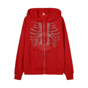 Totalmente personalizado estilo casual hombres Rhinestone cremallera sudaderas con capucha nueva llegada cómodo hombres Rhinestone cremallera sudaderas con capucha - Product Image 1