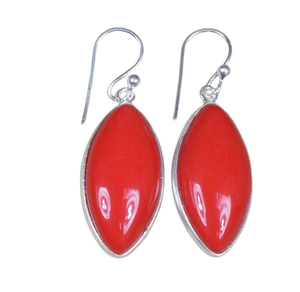 Pendientes de piedras preciosas de Coral rojo para mujeres y niñas, pendientes de Coral rojo de Plata de Ley 925 para, Pendientes colgantes de plata, joyería de plata - Product Image 1