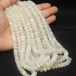 ลูกปัดมูนสโตนสีขาว AAA รูปทรงรอนเดล: อัญมณีเรียบเนียนสำหรับงานฝีมือและเครื่องประดับ - Product Image 5