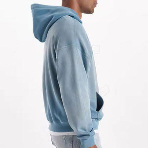 Colección de sudaderas con capucha de algodón premium para hombre, estilo streetwear, con efecto descolorido por el sol, logotipo personalizado, para uso diario informal. - Product Image 4