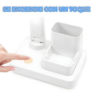 Lampada da Scrivania LED a Doppia Testa Stile Industriale, 3 Modalità di Illuminazione, Controllo Touch, Paralumi Bianchi e Neri in Metallo per Hotel e Camera da Letto, Alimentazione AC/DC/Batteria - Product Image 6