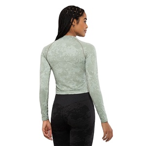 Camiseta Deportiva de Manga Larga para Mujer, con Logotipo Personalizado, Estilo Moderno, Lavado Ácido, Material Elástico, para Gimnasio, Verano - Product Image 4