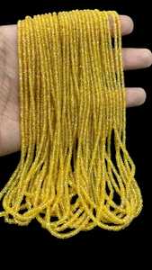 ลูกปัดแซฟไฟร์เหลี่ยมเพชรพลอยสีเหลืองธรรมชาติขนาด2มม. 3มม. สายแบบหลวมสำหรับทำสร้อยคอเครื่องประดับอัญมณีเกรดสูง - Product Image 5