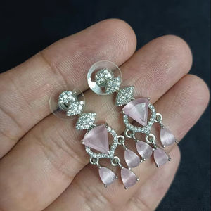 AMERICAN DIAMOND CLASSIC STYLE EARRINGS <b>SET</b> for WEDDINGS FASHIONABLE CLASSIC STYLE EARRINGS <b>SET</b> for WOMEN and <b>GIRLS</b> - Product Image 1