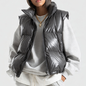 เสื้อกั๊กพัฟเฟอร์บุใยสังเคราะห์สำหรับผู้หญิง เสื้อกั๊กฤดูหนาวแบบไม่มีแขน เสื้อกั๊กพัฟเฟอร์สตรีทแวร์สำหรับผู้หญิง - Product Image 1