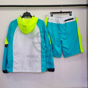 Custom High Quality Nylon Streetwear Men Two Piece Shorts <b>Zip</b> up <b>Hoodie</b> Windbreaker Shorts Jackets Tracksuit Set - Product Image 6