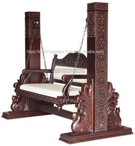 Balançoire traditionnelle indienne Jhula fabricant DST exportations acheter en bois sculpté à la main brun Jhoola salon dernière conception maison balançoire - Product Image 2