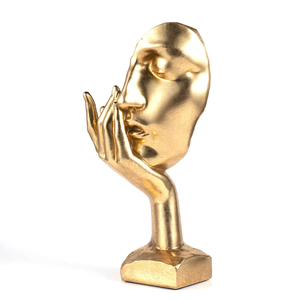 Sculpture abstraite moderne en forme de croix, étagère de table, finition dorée, sculpture de bureau en aluminium pour bureau, salon, métal - Product Image 6