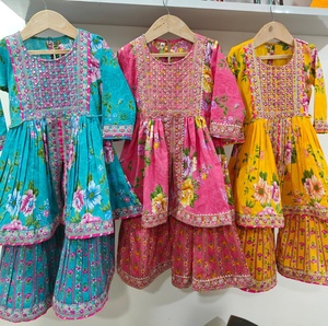 Sharara Suit Meninas Crianças étnica Shalwar Kameez Indiano Punjabi Estilo Paquistanês Bordado Casamento e Desgaste Do Partido Festivo Crianças - Product Image 1