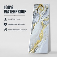 Panneau mural en PVC marbré blanc gris or, imperméable, revêtement décoratif intérieur