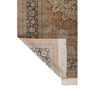 Tapis en soie noué à la main Gulmarg, grand format, motif médaillon rouge-orange, puzzle rectangulaire pour la maison, Pae-6458, pour couloir et salon - Product Image 5