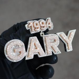 HipHop Ice Out Princesse Taille Moissanite Diamant Logo Personnaliser Pendentif Plaqué Or - Product Image 1