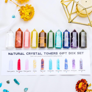 Meilleure qualité Offre Spéciale naturel 10 pièces Chakra cristal naturel baguette cadeau boîte cristaux Point Chakra pierre Kit pour bureau bureau - Product Image 4