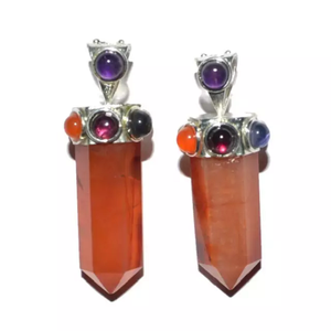 Wholesale Natural Seven <b>Chakra</b> Agate Gemstone Pendant Necklace Malty Stone <b>Jewelry</b> Pencil Point Religious Crystal Healing - Product Image 2