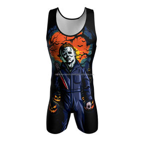 ชุดมวยปล้ำแบบใหม่ล่าสุด ขายส่ง ชุดผู้ใหญ่ผู้ชาย ผ้าสแปนเด็กซ์/โพลีเอสเตอร์ น้ำหนักเบา ป้องกันแบคทีเรีย คุณภาพสูง ไร้ตะเข็บ - Product Image 1