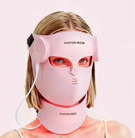 Masque de luminothérapie LED sans fil à lumière rouge, 7 modes de lumière, masque facial en silicone à infrarouge LED