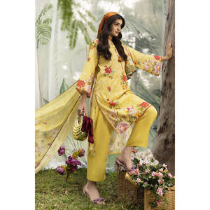 Traje de Chifón Estampado Transpirable de 3 Piezas para Mujer con Borlas y Dupatta, 100% Algodón, Colección SD-52159 - Product Image 6