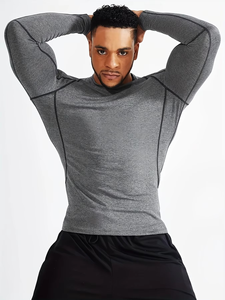 Camiseta Deportiva Ajustada de Manga Larga para Hombre, para MMA, Running, Baloncesto, Elástica, Transpirable, de Secado Rápido - Product Image 2