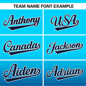 Camiseta de béisbol personalizada degradado azul sublimado uniforme transpirable manga corta ropa deportiva nombre del equipo y número impreso - Product Image 3