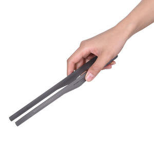 Pinzas largas de titanio para comida de Chef de cocina con puntas dentadas, mango de acero inoxidable para cocinar filetes, fideos de té - Product Image 1