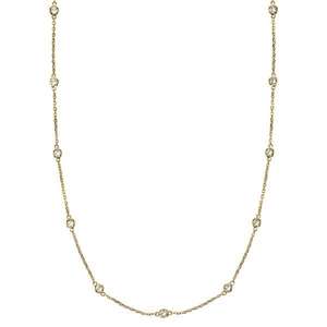 Collier en or jaune 14 carats avec diamants sertis en bélière, 1,00 ct en style élégant - Product Image 1