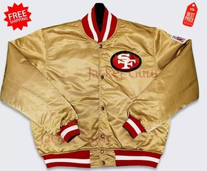 NFL <span class=keywords><strong>San</strong></span> <span class=keywords><strong>Francisco</strong></span> 49ers Vintage 80s saten geri dönüşümlü bombacı tarzı kolej ceketi
