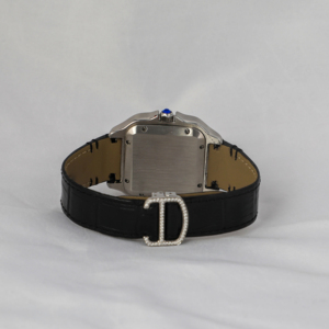 นาฬิกาควอตซ์หรูหราทันสมัย ประดับเพชรโมอิสซาไนต์ครึ่งหนึ่งและเพชร VVS พร้อมคริสตัลแซฟไฟร์ สายสีขาวแบบสั่งทำพิเศษสำหรับผู้ชาย - Product Image 5