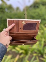 Dompet Kulit Sapi Asli Gaya Barat, Tas Selempang Kulit, Dompet Kulit Berbulu Coklat Gaya Barat, Hadiah