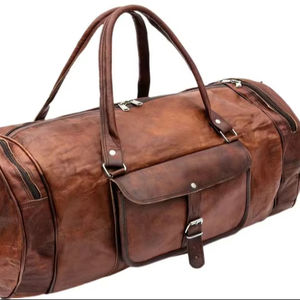 Real Goat Vintage cuero grande viaje Duffel equipaje hecho a mano gimnasio senderismo vintage marrón bolsa venta al por mayor bolsas de lona - Product Image 1