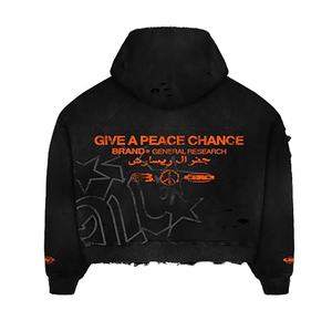 Ensemble de sweat à capuche zippé brodé unisexe vintage en détresse personnalisé poids lourd écologique coupe-vent lavé à l'acide strass - Product Image 5