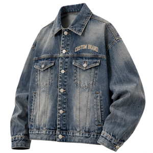 Chaqueta vaquera vintage azul oscuro para hombre, corte holgado, 100% algodón, con botones al frente, estilo casual, streetwear, tipo trucker, con bolsillos en el pecho. - Product Image 5