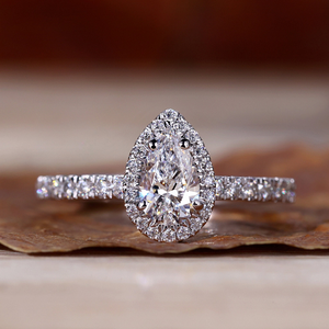 แหวนเพชรสำหรับผู้หญิงแบบหลวมขนาด0.60 CT ลูกแพร์สำหรับงานแต่งงานและงานหมั้นรัศมี GVS1ห้องปฏิบัติการสร้าง - Product Image 1