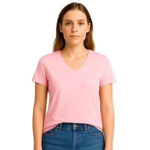 Camisetas ligeras de cuello en V para mujer, ropa informal, camiseta de manga corta, corte regular. - Product Image 2