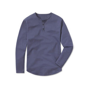 เสื้อทรงหลวมแขนยาวของ Henley Curve Hem <span class=keywords><strong>Moonshadow</strong></span>,ผ้าฝ้าย62% โพลีเอสเตอร์33% ผ้าสแปนเด็กซ์5% ใส่พอดีกับลายเซ็นได้ตามต้องการ - Product Image 5