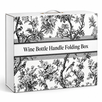 Boîte d'emballage pliable personnalisée pour bouteille de vin, boîte cadeau en papier imprimé de luxe, boîte de transport portable pour vin, emballage en gros