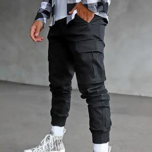 Plus Size <b>Men</b> Black 100% Polyester Material Cargo Jogging <b>Trouser</b> With Buckle Straps Pockets <b>Men</b> Casual <b>Trousers</b> - Product Image 5