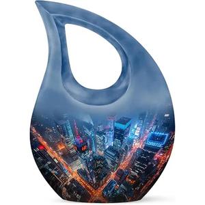 Urna conmemorativa de cremación con gota de lágrima negra vendedora caliente para cenizas humanas Urna de metal cruzada grande decorativa con bolsa de terciopelo gratis - Product Image 3