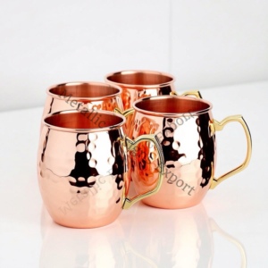 Ensemble de 4 tasses à mule de Moscou en cuivre martelé de 16oz avec élégantes poignées en métal et laiton Barware écologique pour boire - Product Image 6