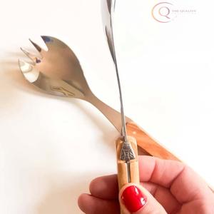 Ensemble de couverts en bois, texture naturelle, durables, réutilisables, écologiques, lavables au lave-vaisselle, ustensiles pour les repas quotidiens - Product Image 3