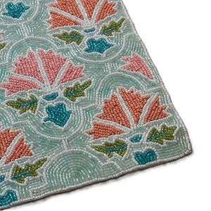 Mantel Individual hecho a mano con cuentas de satén, forma rectangular, patrón de hojas para boda, Navidad, banquetes, hogar, hoteles, restaurantes, decoración baja - Product Image 2